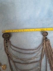 Vintage Bohemian Silver-Toned Coin Bracelet Anklet Dangle Charm ADJ. & Broach.