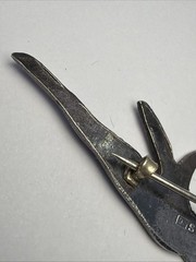 Antique Sterling Silver 925 Blue Enamel Swallow Bird Brooch Pin Art Nouveau 2.4”