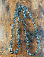 SAL Smoky Hand Strung Faceted Sparkly Beaded Swarovski Crystal 35″ Necklace