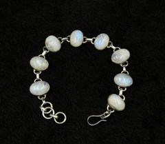 Old Unique Sterling Silver Handmade Bracelet With Natural Good Quality Moonstone