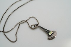 Vintage Sterling Silver Abalone Pendant 3.5cm Necklace 16″ JB39