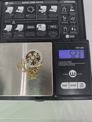 Natural Multi Gemstone Diamond Center Pendant 925 Silver Gold Plated Circle