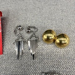 Vintage Earring Lot Clip Ons Pierced Dangle Hoops Moons Flowers 15 Pair