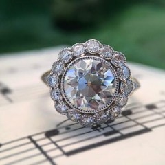 Antique 3.00 Ct Round White CZ Vintage Art Deco Engagement 925 Silver Ring