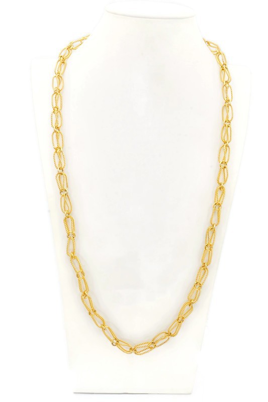 Vintage Necklace Gold Tone Textured Caged 30″