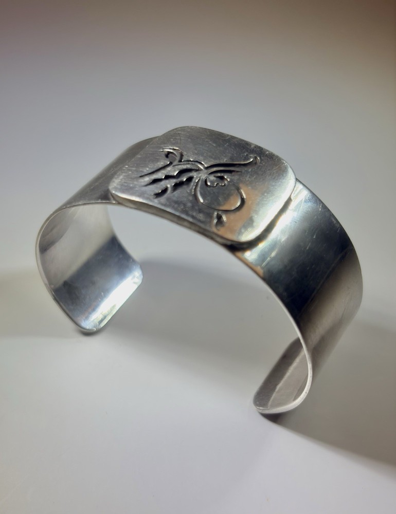VTG 70s Sterling Silver Cuff Bracelet Bill Roach ROACH2 Abstract Modernist Art