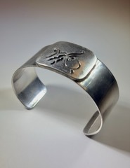 VTG 70s Sterling Silver Cuff Bracelet Bill Roach ROACH2 Abstract Modernist Art