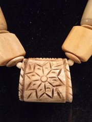 Vintage Kenya Hand-Carved Beaded Tribal Boho Necklace with Large Pendant 22″