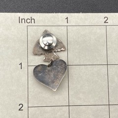 Vintage Paoletti Bird Love Heart Mixed Metals Silver Tac Pin