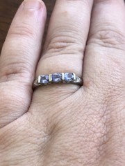 Vintage 10k White gold Tanzanite 3 Stone Ring With Diamond Accents Sz 9