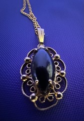 Vintage Sorrento 12k GF Marques Black Onyx Necklace Earring Set