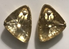 Quality Vintage Large 1 3/4” clip-on Earrings Gold Fortune Cookie