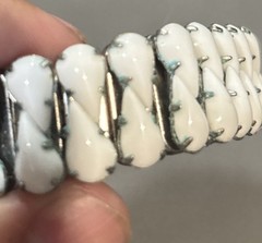Vintage Silver Tone White Rhinestone Expandable Bracelet