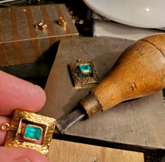 Original EARTH MINED EMERALD Deco Design Earrings Vintage Style Dangles 14K GOLD