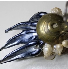 WEST GERMANY Beaded Clip Earrings Signed Vintage Jewelry Pearl