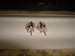 Vintage 14kt Solid White Gold 7.98 mm Diameter Diamonique Stud Pierced Earrings