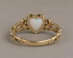 Natural Ethiopian Opal Heart Ring 925 Sterling Silver Vintage Promise Ring