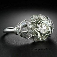 Art Deco Vintage 3.51CT Round Lab-Created Diamond Antique Ring 14K White Gold FN