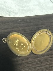 Victorian 7.3g W&H Nouveau Gold Filled Paste Stone Fleur De Lis Locket Pendant