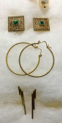 Vintage Earrings Lot Eight Pairs GoldTone Pierced Styles Hearts Hoop Dangle Post