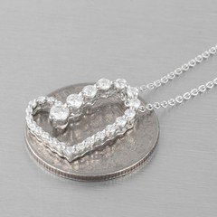 Movado 18k White Gold Diamond Asymmetrical Graduated Heart Necklace 0.60ctw 16″