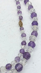 Vintage Amethyst Crystal Beaded Necklace Sterling Vermeil Clasp 32 Inch