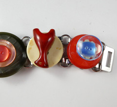 Vintage SARAH COVENTRY Lucite Disc Button Bracelet Large Round Links Silver Tone
