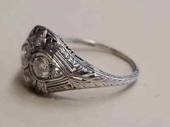 Art Deco Filigree 2.1Ct Round Lab Created Dimond Wedding Ring 14K White Gold FN