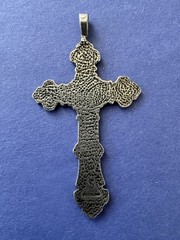 Antique Victorian .925 Sterling Silver Gothic Cross Pendant Ornate Religious