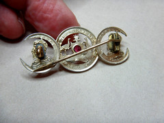 ANTIQUE GARNET SET AUSTRALIAN 1910 SILVER COINS BROOCH 3760