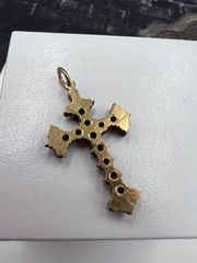 Antique Bohemian silver 900 Natural Rose faceted garnet cross Victorian style