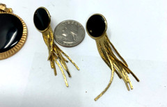 RETRO FASHION BLACK ONYX/ACRYLIC NECLACE AND EAR RINGS (GERMANY)