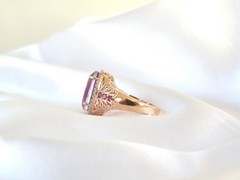 Rose Gold on Sterling Silve 925 Pink Topaz Doublet Chuck Clemency Ring 6