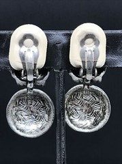 Vintage Costume Fashion Jewlery Silver tone Faux Roman Coin Clip-on Earrings