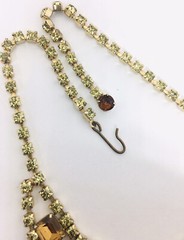 Wide JULIANA Delizza & Elster Rhinestone Necklace Cat’s Eye Vintage Jewelry