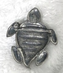 Vintage Silver Tone Turtle Pewter Estate Brooch