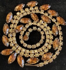 Vintage Two tone Brown Rhinestone Necklace Jewelry