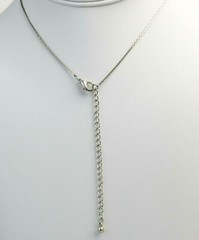 Sterling Silver Box Chain CZ Double Pendant Necklace