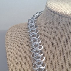 Vintage Germany Aluminum Chainmail Choker Necklace Mid‑Century minimalist 18.25″