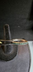 Vintage Crown Trifari Sterling Pat. Pend Emerald Green Rhinestone Eternity Band