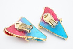 Vintage Clip On Earrings Gold Tone Rhinestone L3