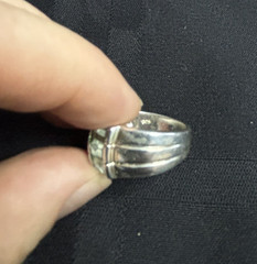 Vintage 925 Sterling Silver 3-Stone Blue Topaz Channel Band Ring Size 8.25