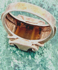 Vintage Men’s Sterling Silver Tiger Eye Ring Intaglio Size 11.75 as is