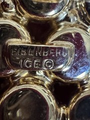 Vintage Eisenberg Ice Brooch Layered Amber Topaz Citrine and Clear Rhinestone