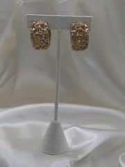 Vintage Napier Wide Hinged Clip Hoop Earrings 1970s Gold Tone Vine Design 1″