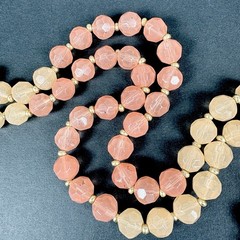 Long Vintage Heavy Glass Bead Necklace Opera Length 36” Orange