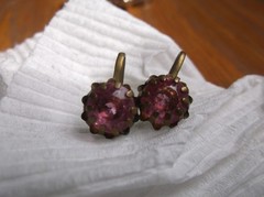 Antique Pink Earrings Screwback Prong Set Stones approx. 1/2 inch diameter