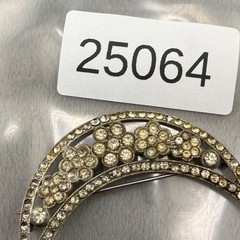 Vintage Rhinestone Brooch Silver Tone Crescent Moon