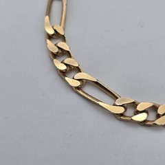 Vintage Gold Filled / Rolled Gold – 6 mm Blocky Flat Figaro Chain Bracelet 8.25″
