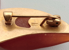 Vintage Soviet Amber Brooch. Sailboat. Kaliningrad. Made in USSR